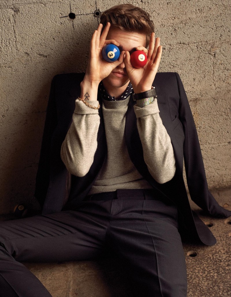 Gabriel-Kane Day-Lewis wears sweater Polo Ralph Lauren, suit Marc Jacobs and scarf Officine Generale. » Gabriel-Kane Day-Lewis Covers Town & Country, Talks Nepotism Gabriel-Kane Day-Lewis wears sweater Polo Ralph Lauren, suit Marc Jacobs and scarf Officine Generale.
