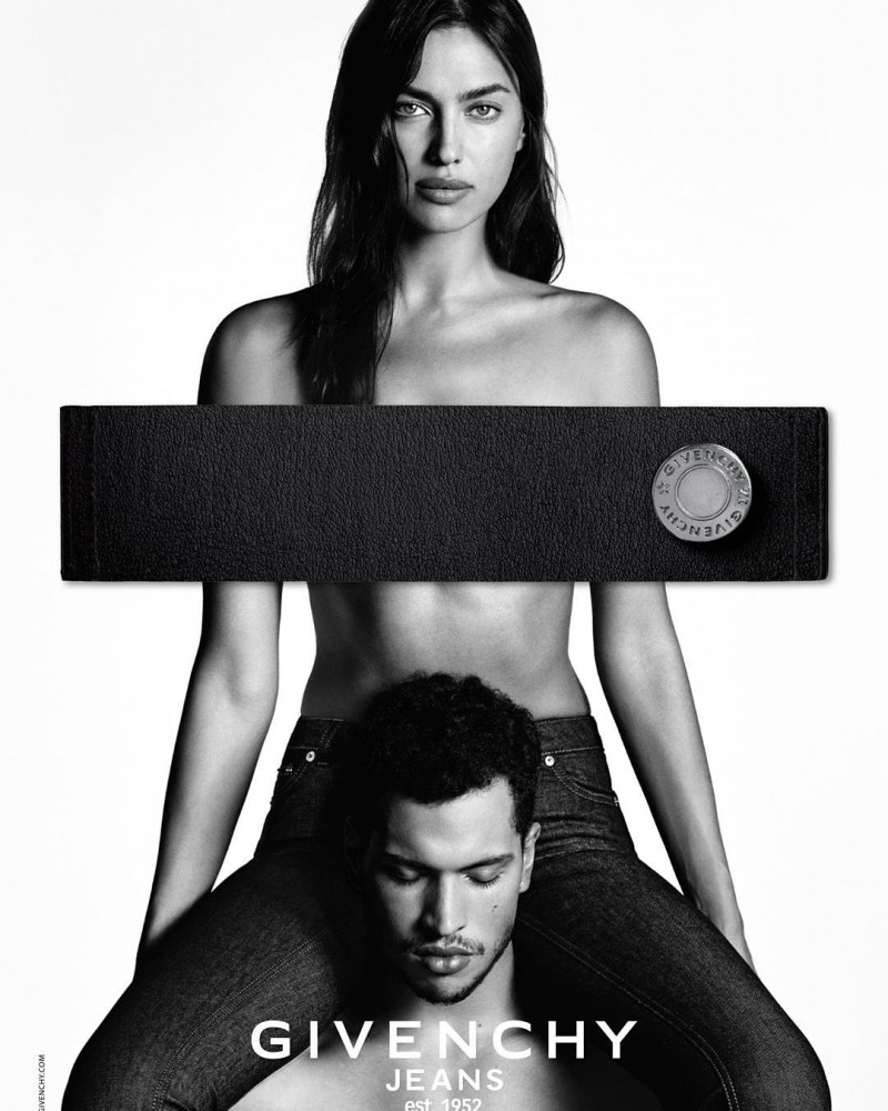 Model Irina Shayk and Chris Moore for Givenchy Jeans' spring-summer 2016 campaign.