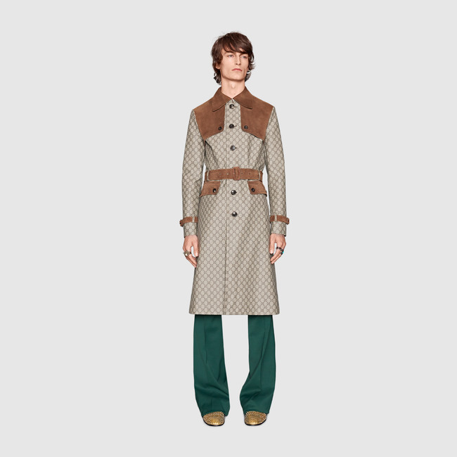 Gucci Men GG Supreme Trench Coat