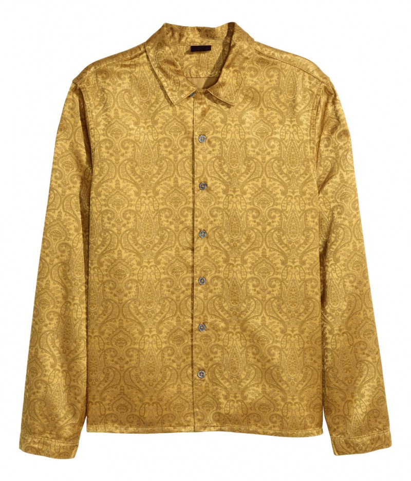 H&M Men Paisley Patterned Satin Shirt