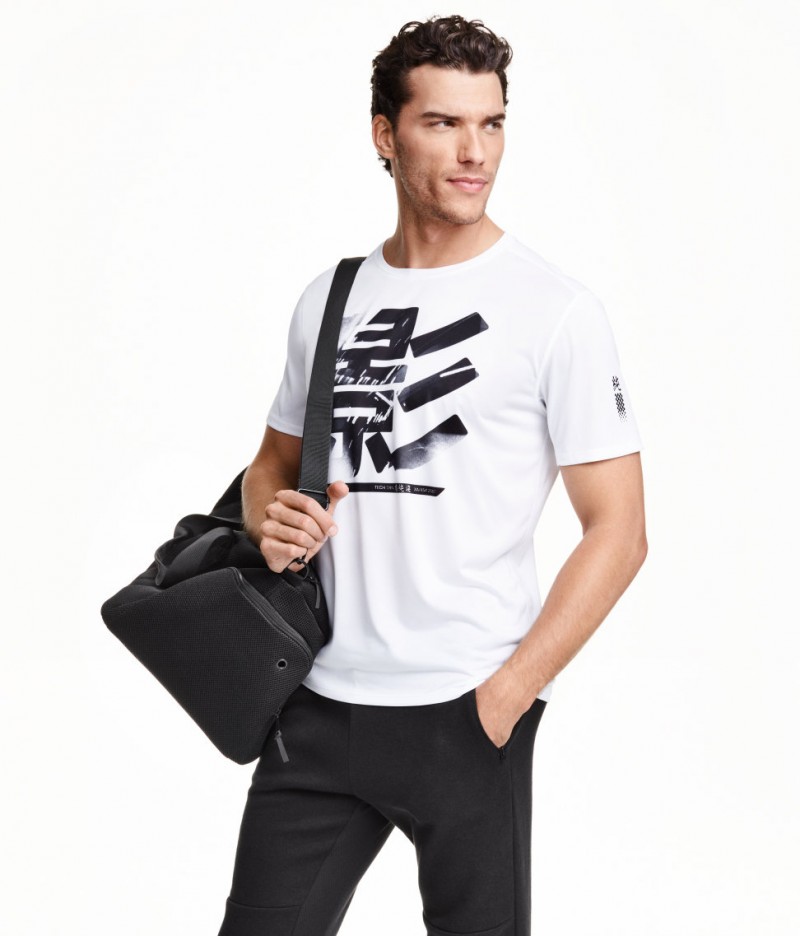 Aurelien Muller models H&M sports shirt.