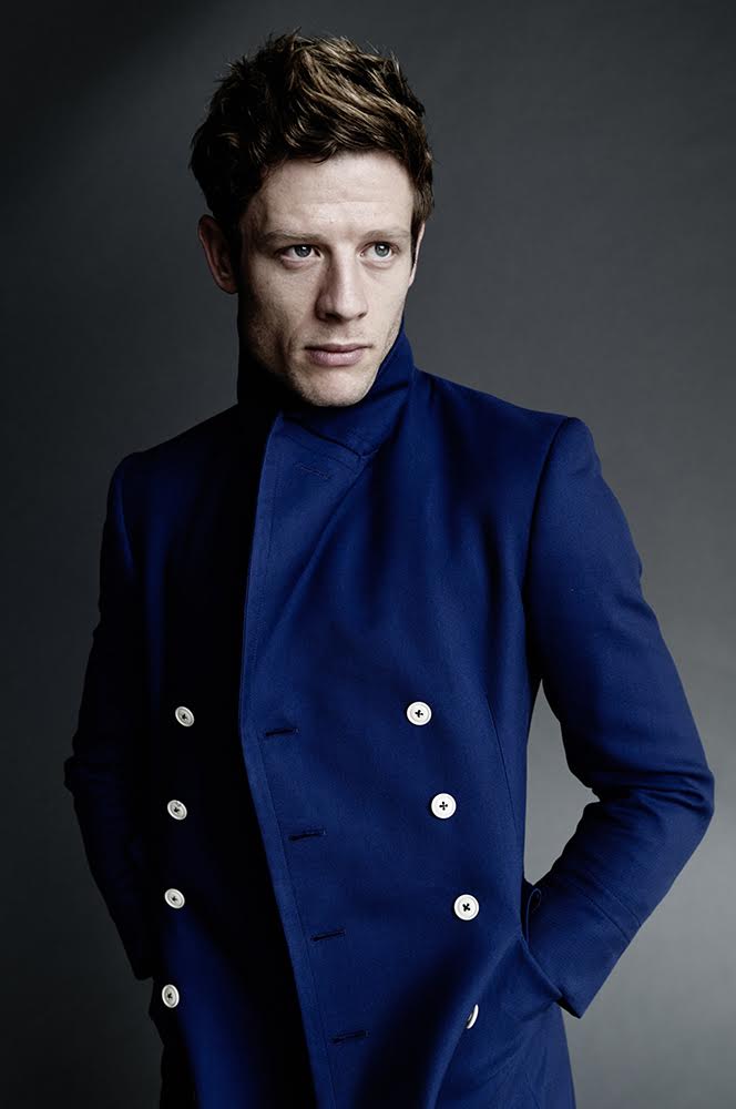 James Norton cuts a sharp figure in an Alexander McQueen coat.