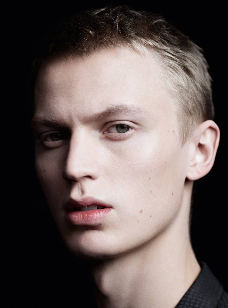 Model Jonas Glöer photographed for Jil Sanders spring-summer 2016 advertising campaign.