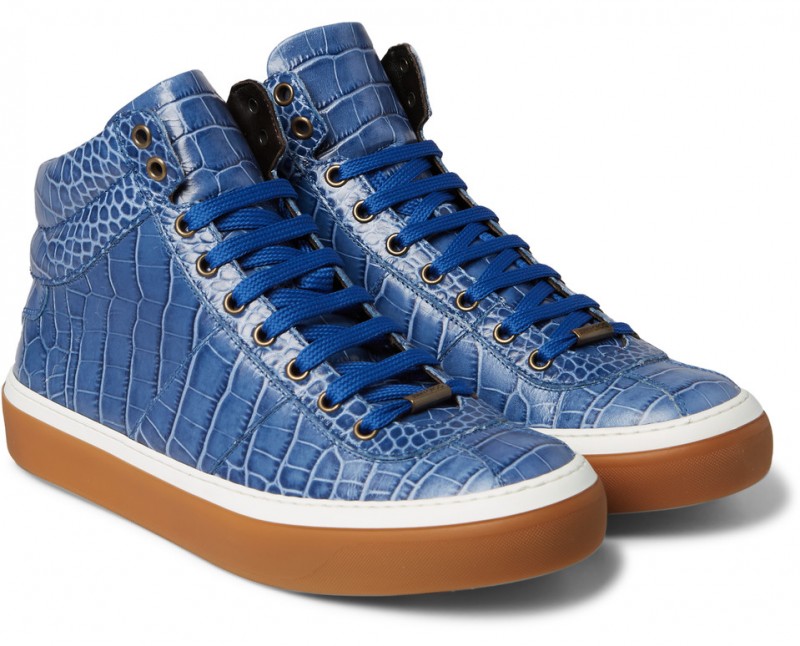 Jimmy Choo Belgravia Croc Effect Leather High-top Sneakers