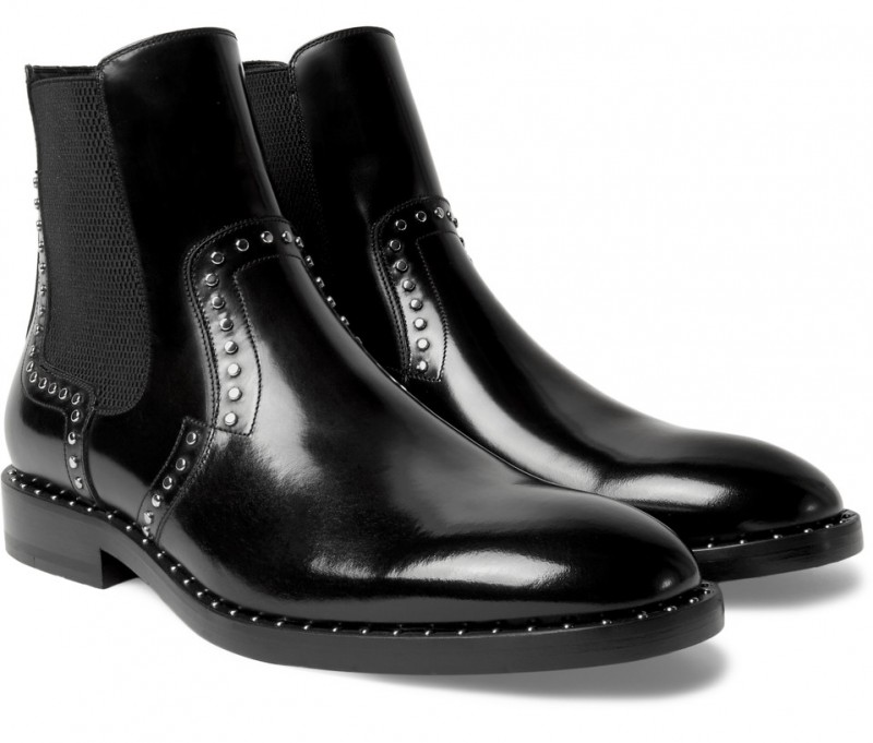 Jimmy Choo Fergus Studded Polished Leather Chelsea Boots