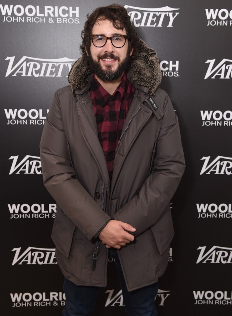 Josh Groban poses for a photo in Woolrich John Rich & Bros. at the 2016 Sundance Film Festival.