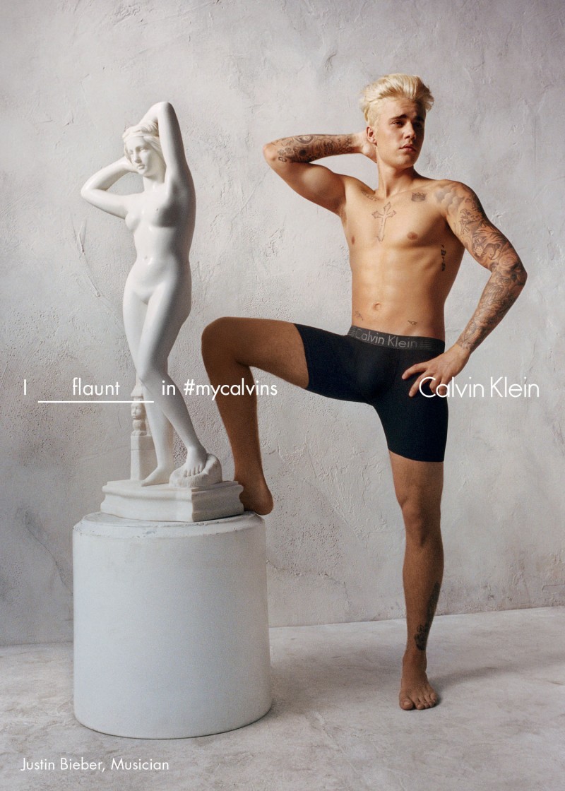 Justin Bieber 2016 Calvin Klein Campaign Underwear Statue Pose