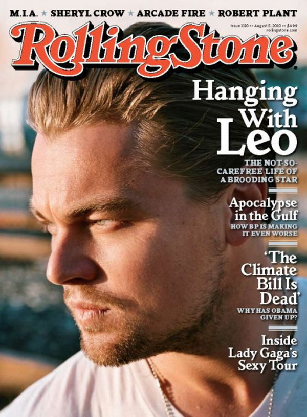 Leonardo DiCaprio covers the August 2010 issue of Rolling Stone.