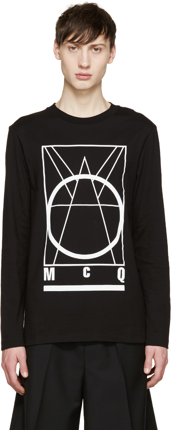 McQ by Alexander McQueen Black Geometric Logo T-Shirt