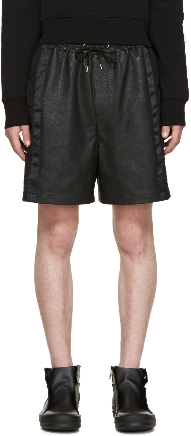 McQ by Alexander McQueen Black Leather Mix Shorts