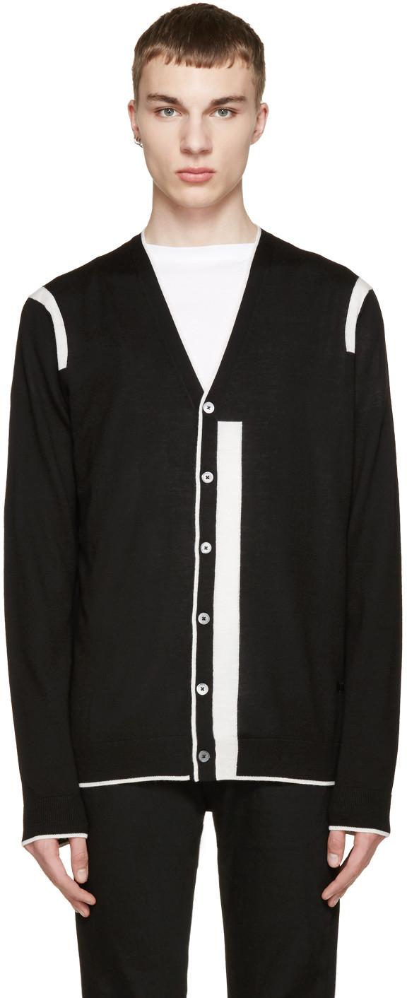 McQ by Alexander McQueen Black and White Color Tip Cardigan