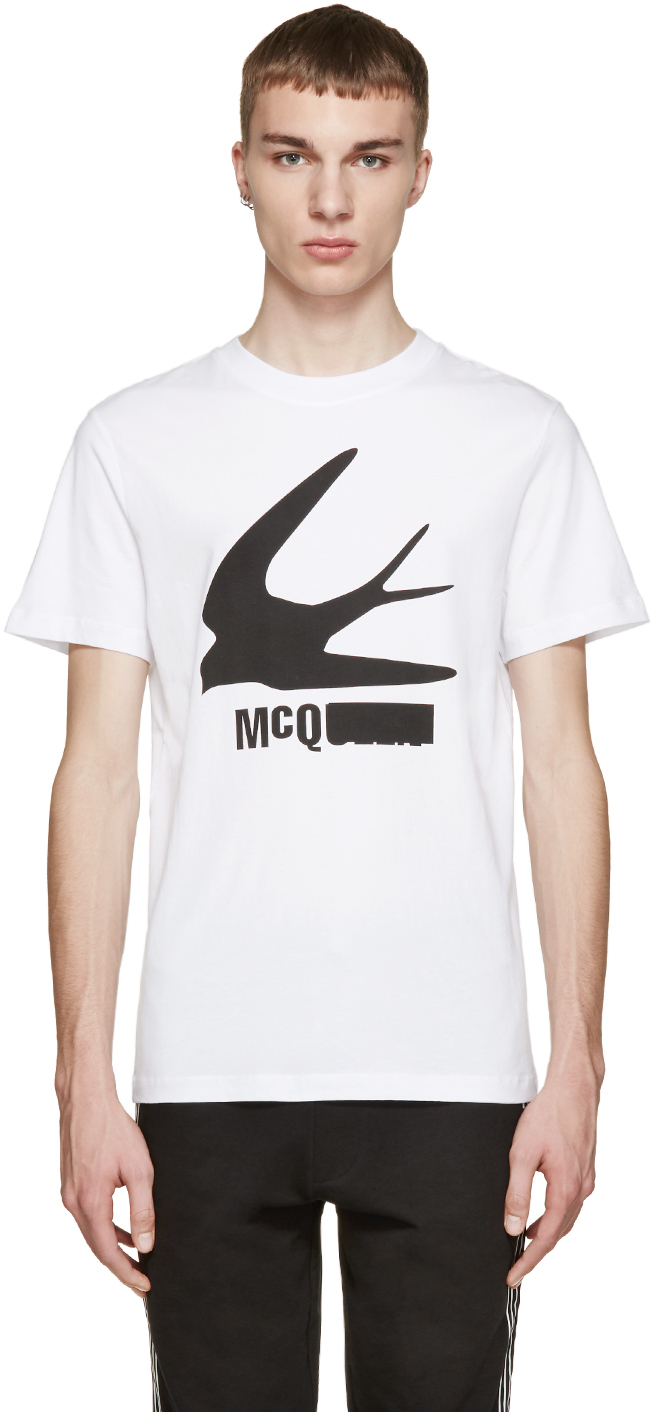 McQ by Alexander McQueen White Big Swallow T-Shirt