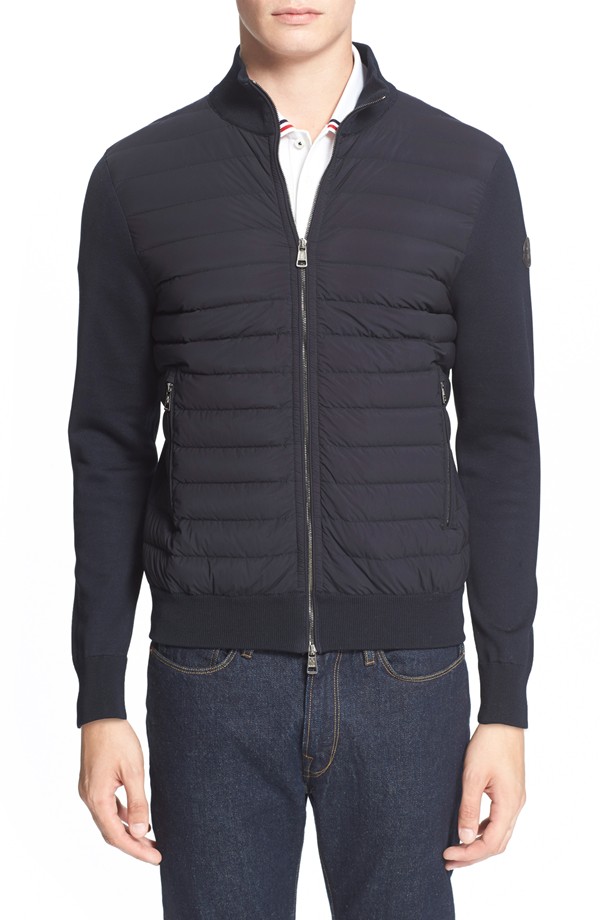 Moncler Quilted Sweater Knit Track Jacket