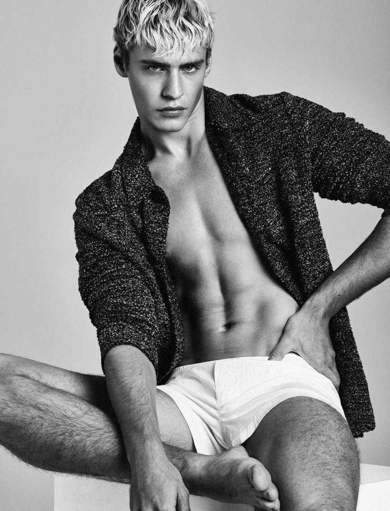 Oliver Stummvoll sports basics from River Island for Attitude magazine.