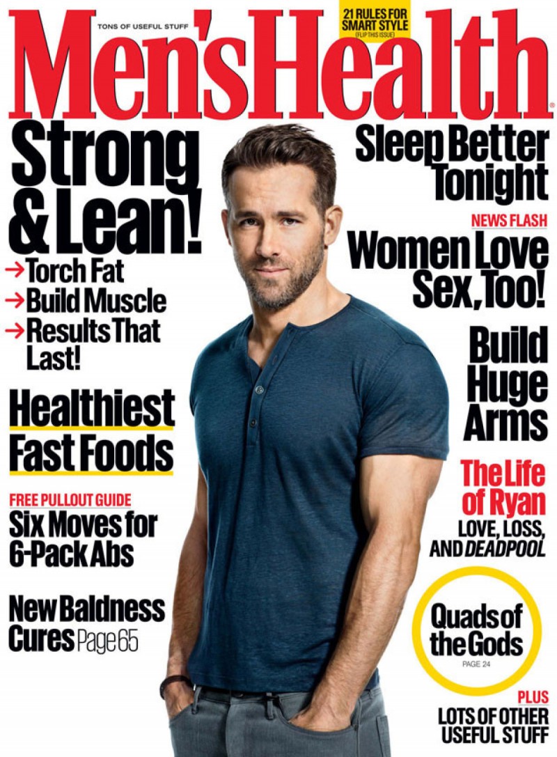 Ryan Reynolds covers the March 2016 issue of Men's Health.
