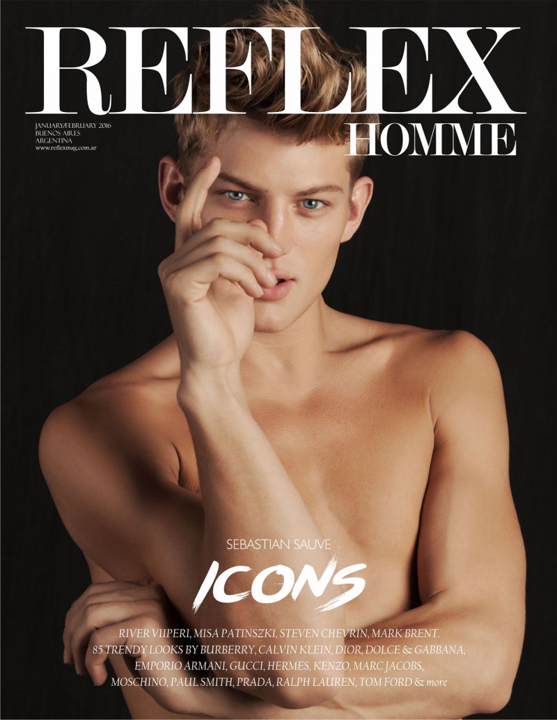 Sebastian Sauvé covers the January/February 2016 issue of Reflex Homme.