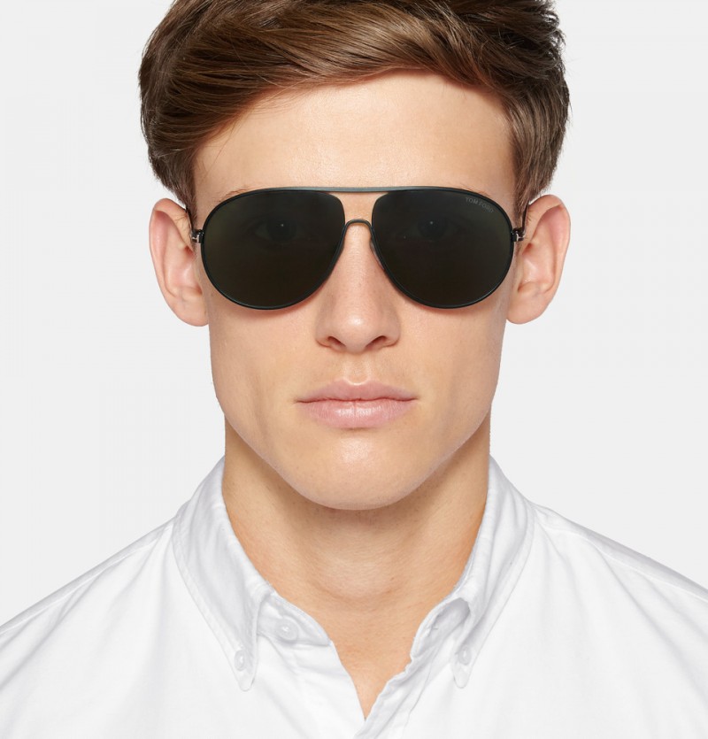 Tom Ford Cliff Aviator Style Metal Polarized Sunglasses