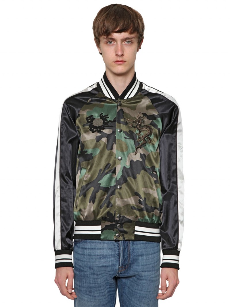 Valentino Dragon Satin Bomber Jacket