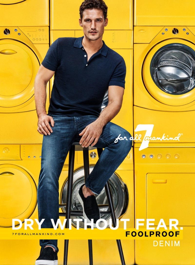 7 For All Mankind FOOLPROOF denim campaign featuring Sam Webb.