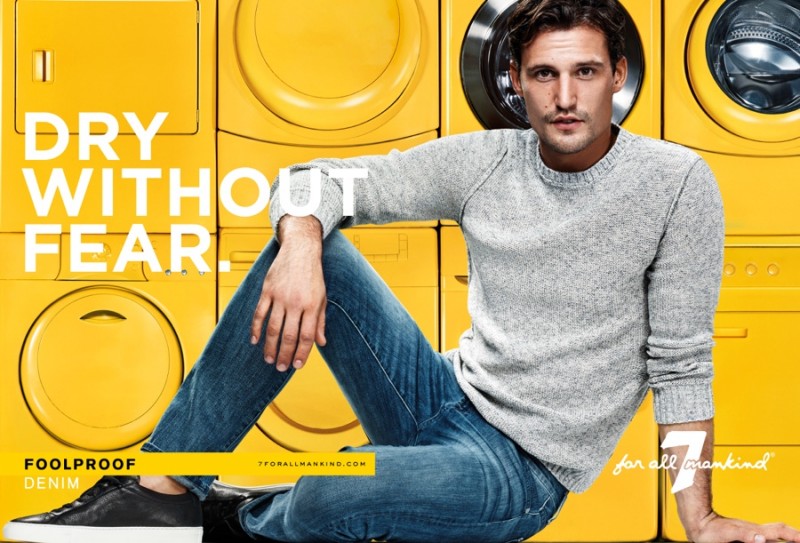 British model Sam Webb stars in 7 For All Mankind's FOOLPROOF denim campaign.