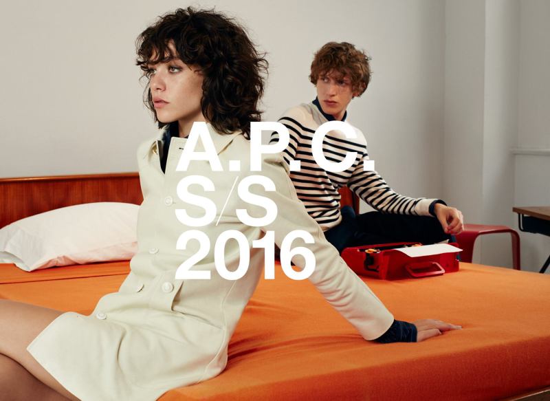 A.P.C.'s spring-summer 2016 campaign featuring Steffy Argelich and Xavier Buestel.