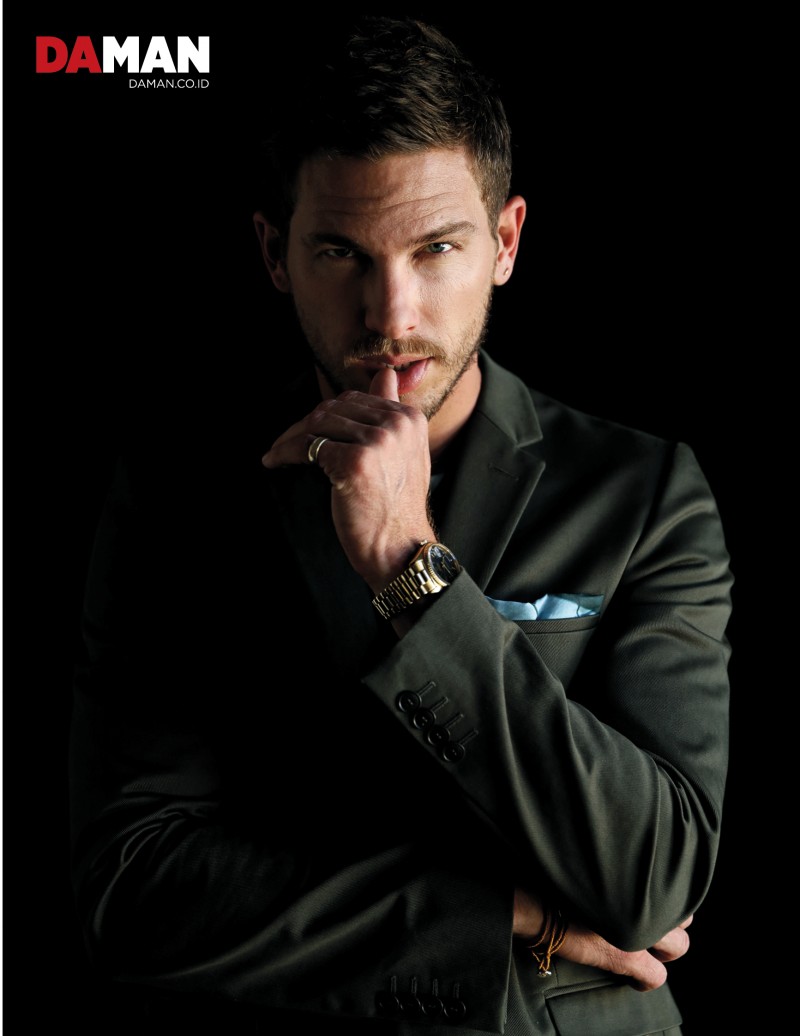 Adam Senn cleans up in a sharp blazer from Calvin Klein Collection.