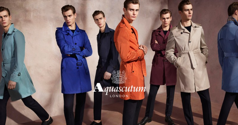 Ben Allen sports Aquascutum's travel trench for its spring-summer 2016 campaign.