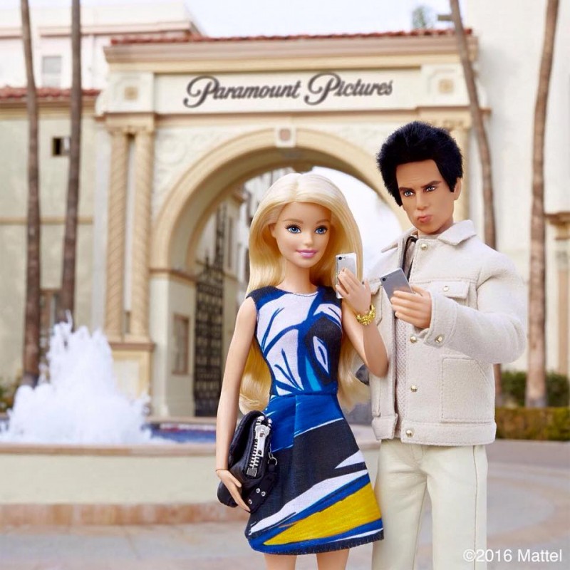 Barbie and Derek Zoolander pose for a selfie at Paramount Pictures.