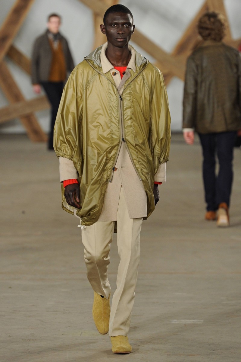 Billy Reid approaches each collection with careful consideration to utilitarian fashions as evidenced by a smart rain jacket.