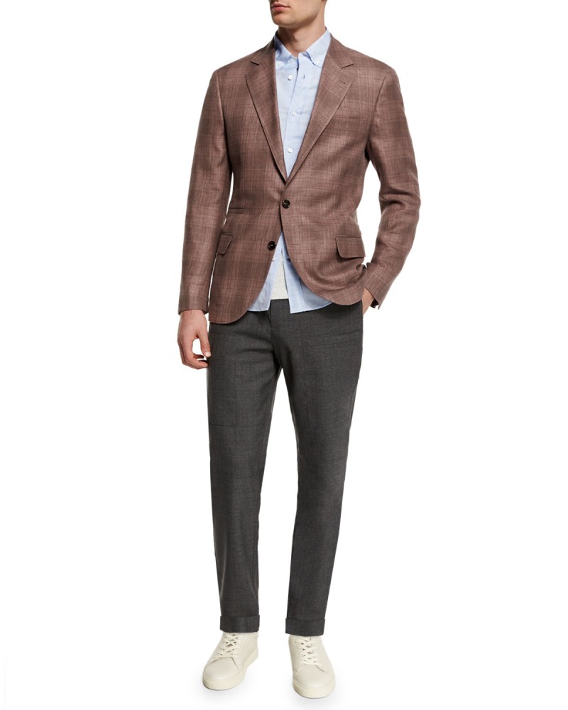 Brunello Cucinelli Plaid Linen Blazer