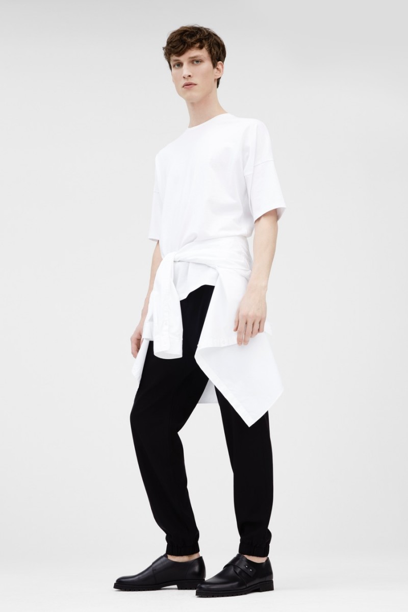 Malthe Lund Madsen wears a COS cotton twill shirt with an oversized cotton jersey t-shirt trousers and grip-sole monk strap shoes. » New Arrivals: COS Updates Everyday Essentials Malthe Lund Madsen wears a COS cotton twill shirt with an oversized cotton jersey t-shirt trousers and grip-sole monk strap shoes.