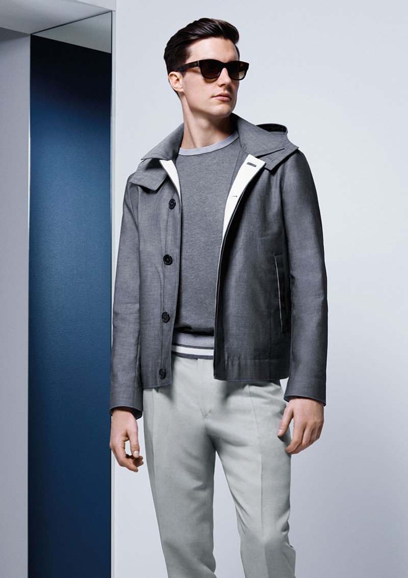 Charlie Timms embraces cool greys for Canali's spring-summer 2016 outing.