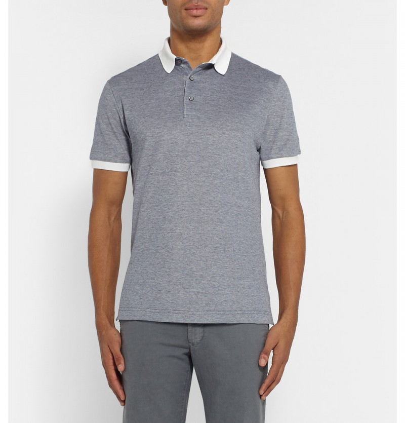 Canali Cotton Pique Slim-Fit Polo Shirt