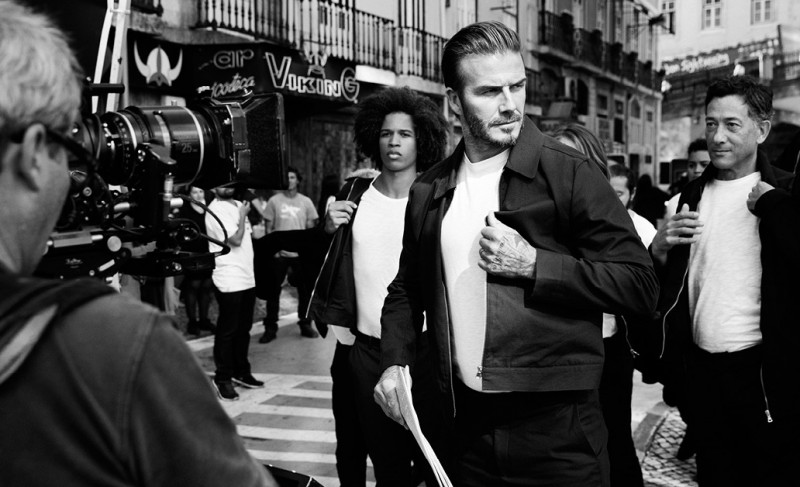 David Beckham channels his best Steve McQueen in the Harrington jacket for H&M.