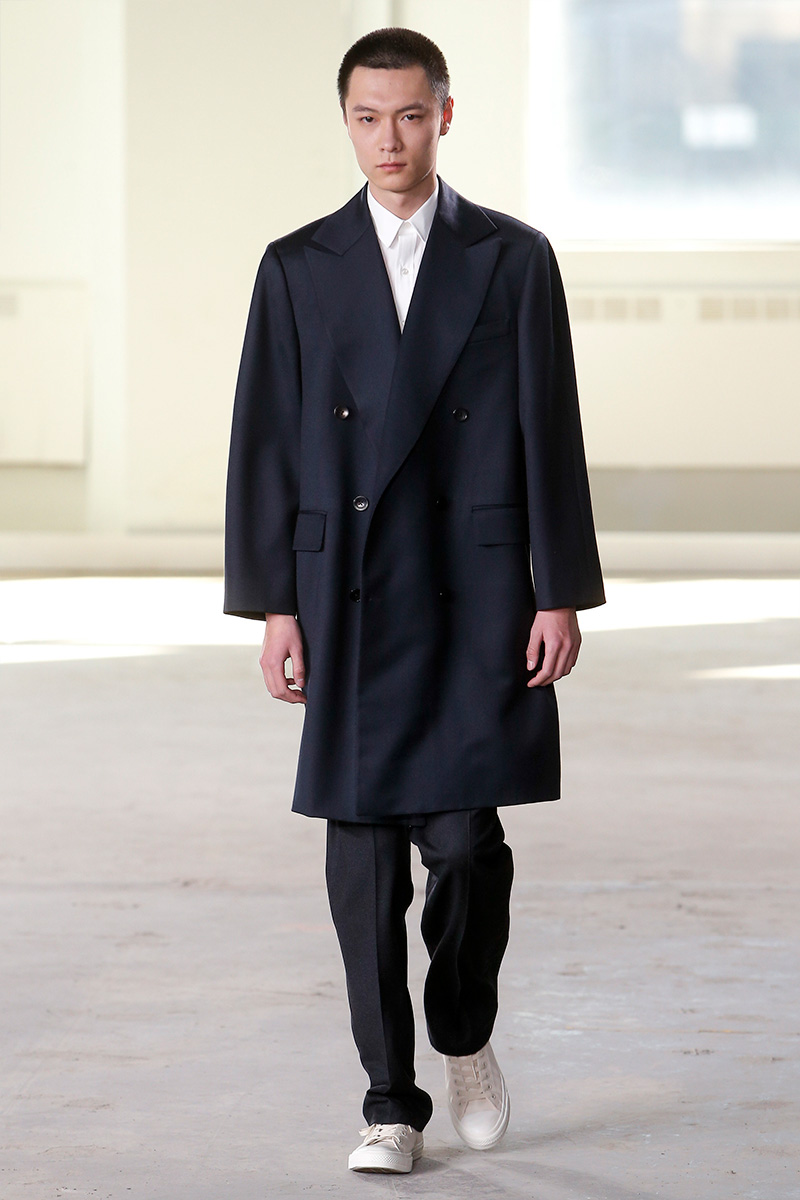 Oversized tailoring provides the framework for Duckie Brown's fall-winter 2016 outerwear.