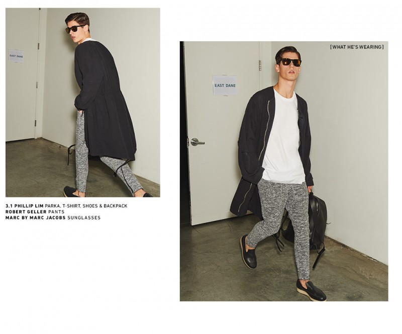 Nate Hill goes casual in 3.1 Phillip Lim, Robert Geller and Marc by Marc Jacobs.