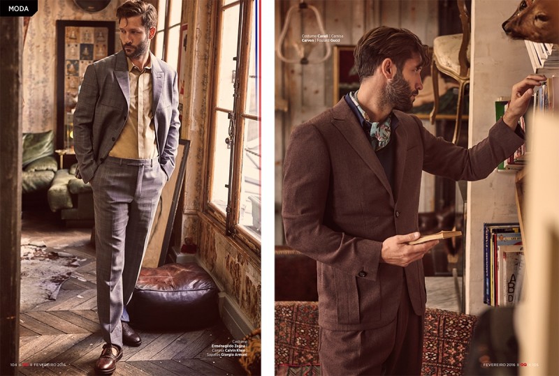 John Halls dons designer suiting from Canali and Ermenegildo Zegna for GQ Brasil.