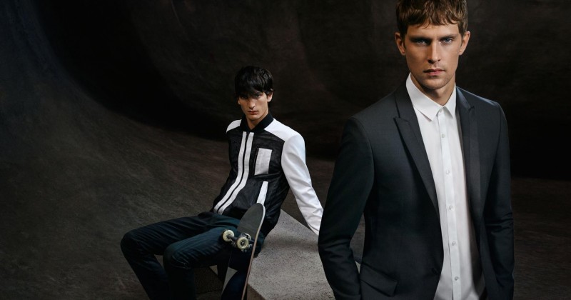 Models Luca Lemaire and Mathias Lauridsen for HUGO by Hugo Boss' spring-summer 2016 campaign.