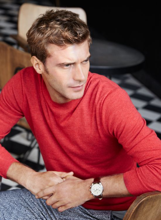 Embracing Italian cashmere, Clément Chabernaud is pictured in a lightweight sweater from J.Crew's current men's collection.