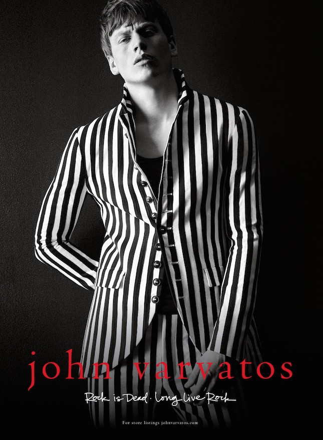 Sid Ellisdon models a striped suit for John Varvatos' spring-summer 2016 campaign.