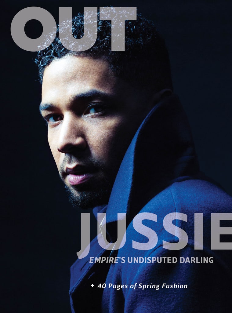 Jussie Smollett covers the most recent issue of OUT magazine, photographed by Michael Muller.
