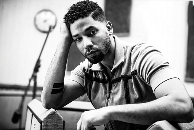 Jussie Smollett photographed for OUT in a shirt from Bottega Veneta.