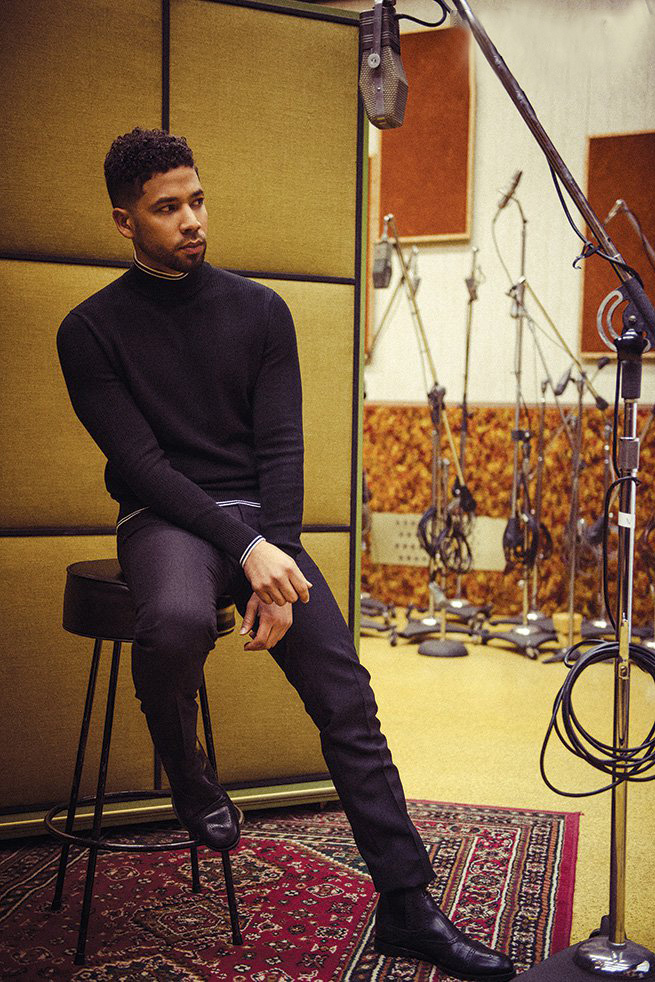 Jussie Smollett wears a chic ensemble from Tom Ford.