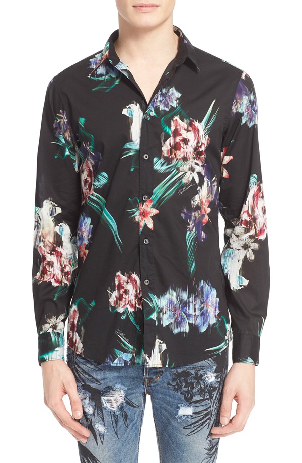 Just Cavalli Trim Fit Floral Print Shirt