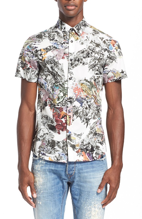 Just Cavalli Trim Fit Print Short-Sleeve Shirt