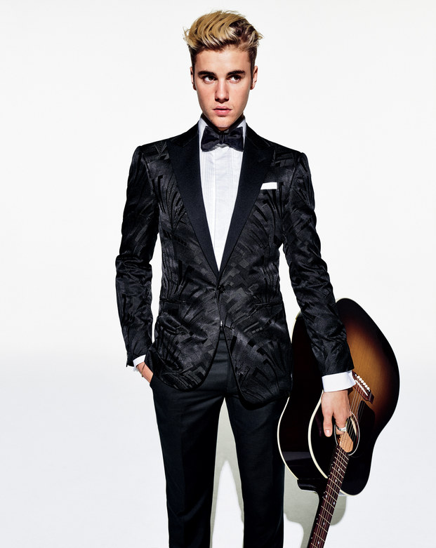 Justin Bieber wears a tuxedo from Ralph Lauren for the pages of GQ.