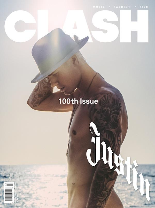 Justin Bieber hits the beach for a nude cover for the latest issue of Clash magazine.