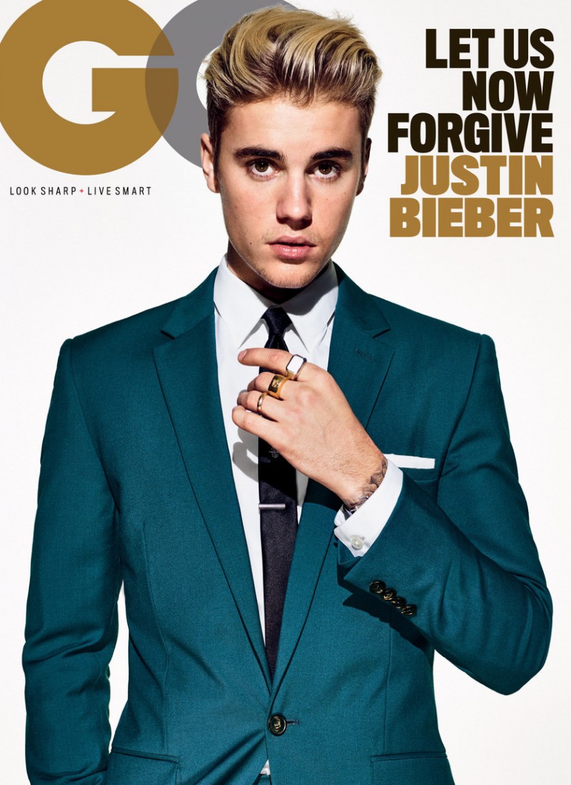 Photographed by Eric Ray Davidson, Justin Bieber appears on an alternative GQ cover in a Calvin Klein Collection suit.