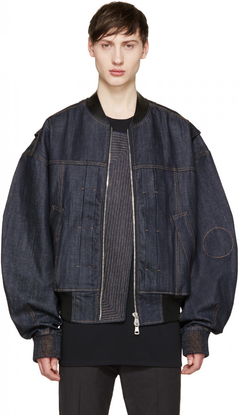 Juun.J Indigo Denim Bomber Jacket