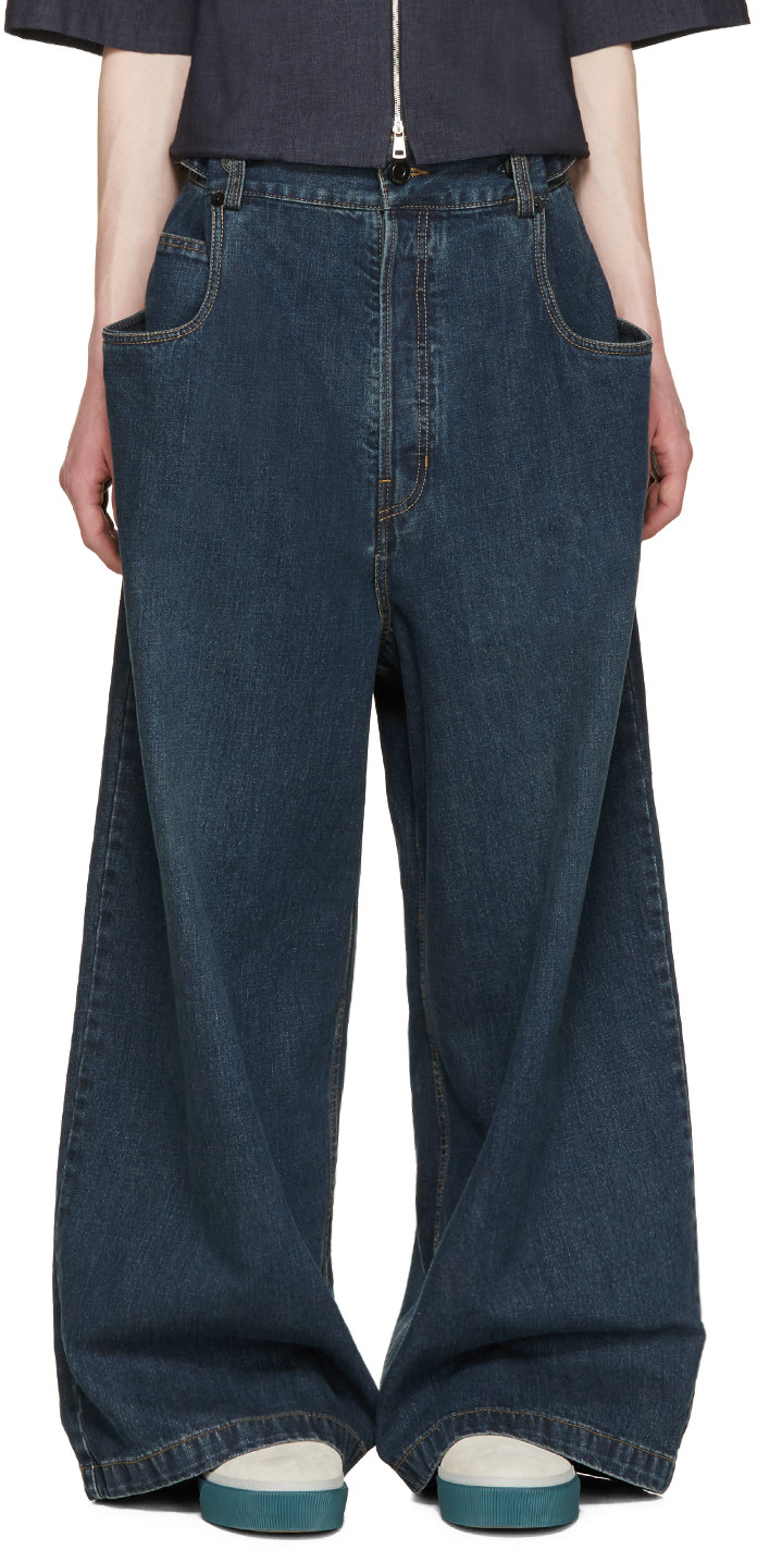 Juun.J Indigo Wide Leg Jeans